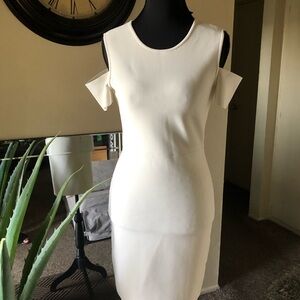 BCBGMaxAzria Chic White Cold Shoulder Mini Dress